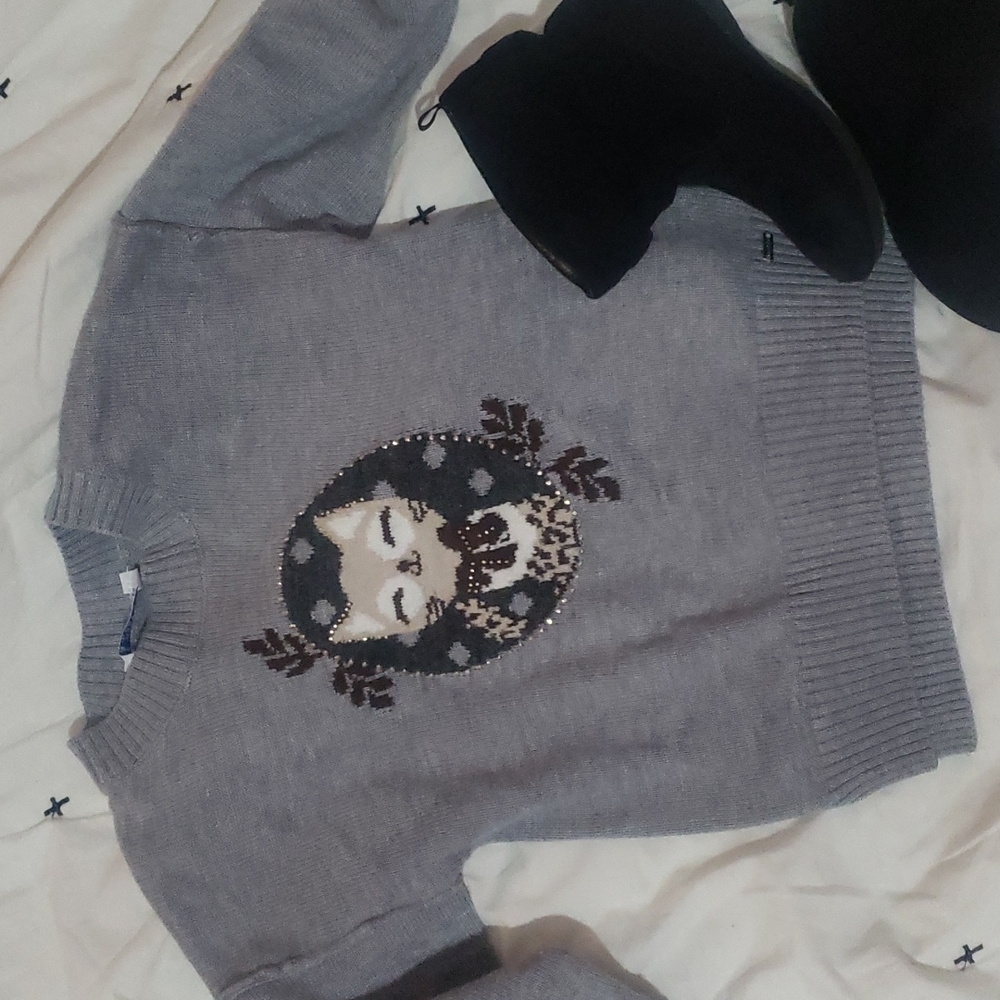 EUC Mayoral cat sweater & black boots bundle